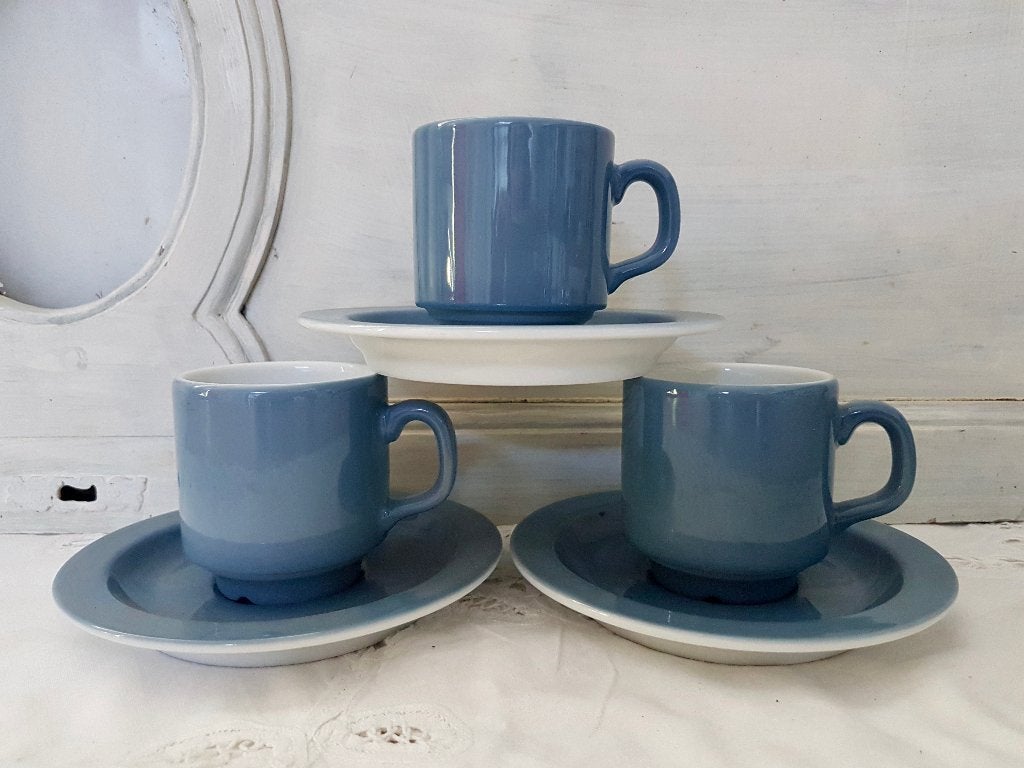 Mosa donkerpastel blauwe kop en schotels, set van 3, Antiek en Kunst, Ophalen of Verzenden