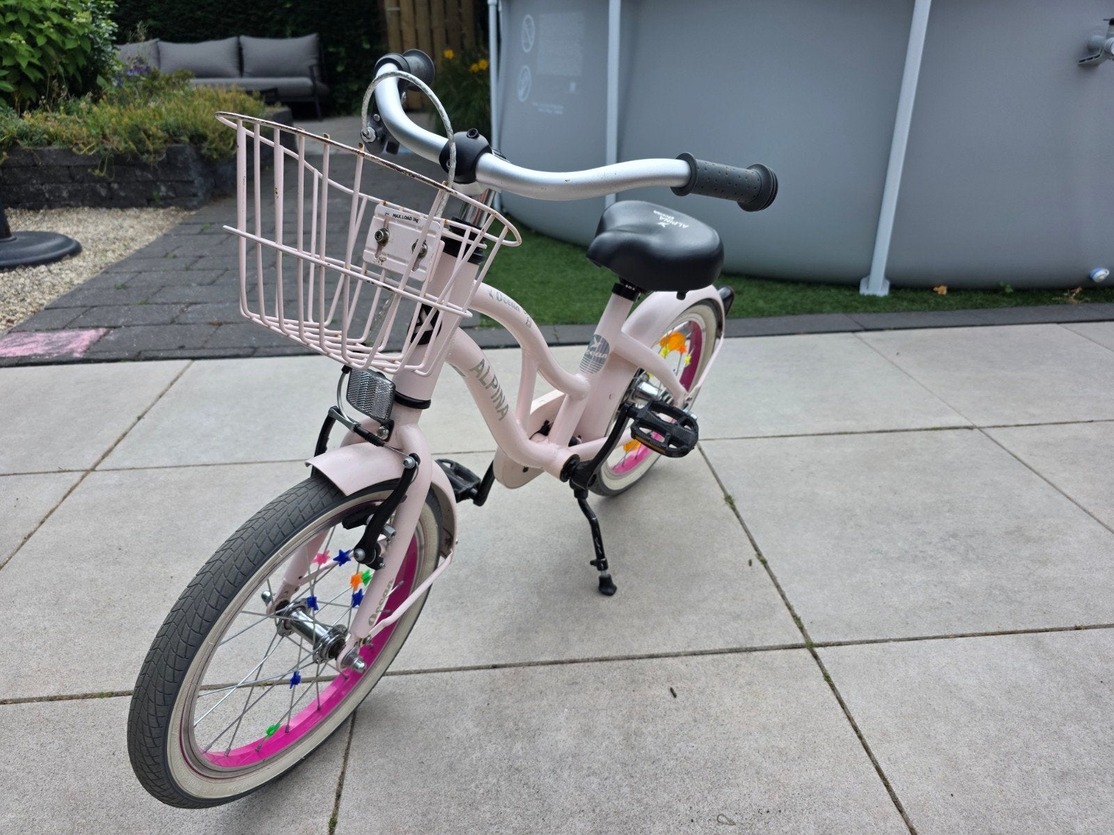 Alpina Ocean meisjesfiets 16 inch met mandje., Ophalen, Terugtraprem, Alpina, 16 tot 20 inch