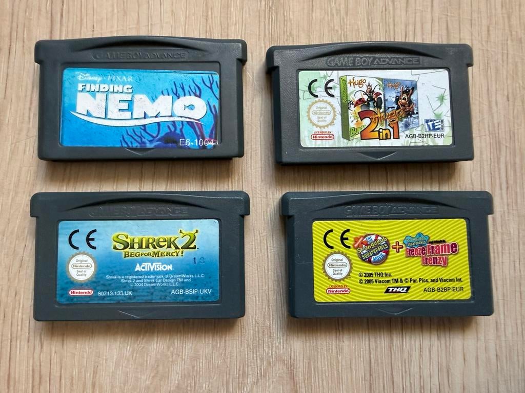 Game Boy Advance Spellen: Finding Nemo, Shrek 2, Hugo 2in1,, Spelcomputers en Games, Games | Nintendo Game Boy, Avontuur en Actie