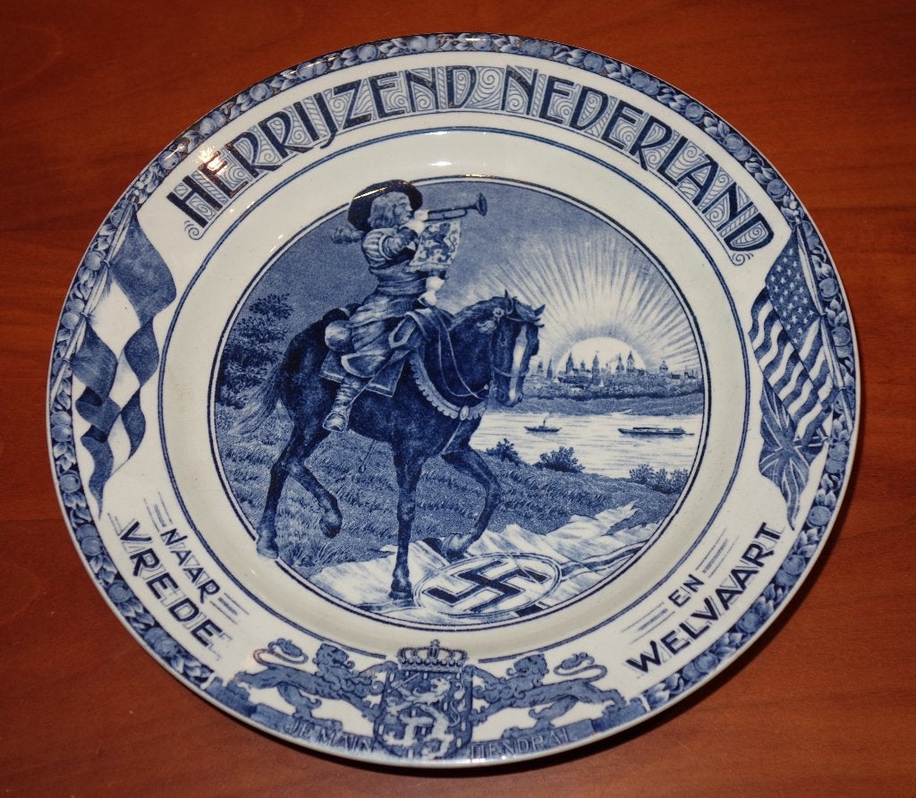 Zeldzaam 'Herrijzend Nederland' bord uit WOII, Antiek en Kunst, Ophalen