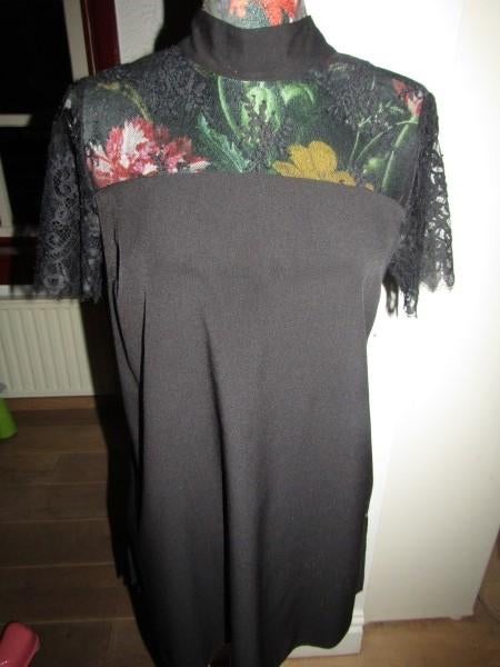 F1779 TWINSET SIMONA BARBIERI mt 40 tuniek zwart mat kant, Maat 38/40 (M), Twinset, Verzenden, Zwart
