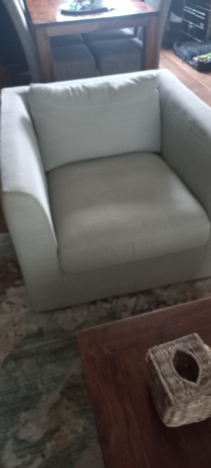licht grijze fauteuil, Huis en Inrichting, Fauteuils, Ophalen, Gebruikt, 75 tot 100 cm, 50 tot 75 cm