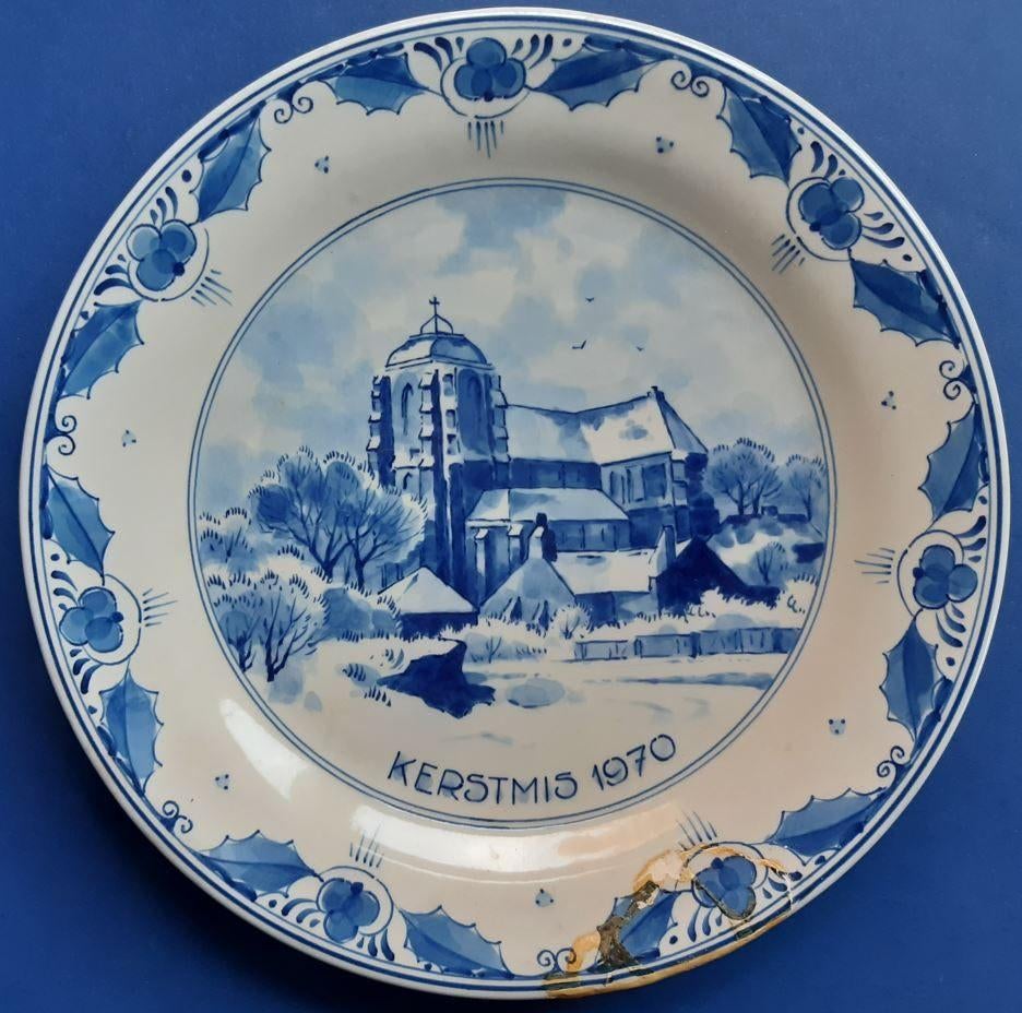 Kerstmis 1970 Porceleyne Fles 25cm (4) Domkerk Veere *, Antiek en Kunst, Ophalen of Verzenden