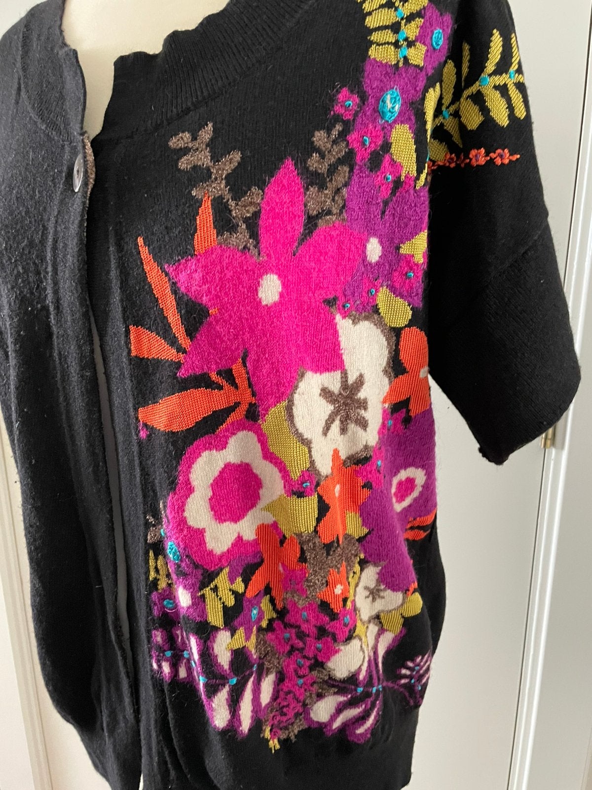 Chacok vest maat S M zwart multikleur bloemen kniited, Ophalen of Verzenden, Zo goed als nieuw, Maat 38/40 (M), Zwart