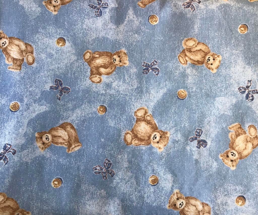 Ted Bear lap stof - teddy beren - katoen 97x110 cm, Hobby en Vrije tijd, Stoffen en Lappen, Blauw, Nieuw, Ophalen of Verzenden