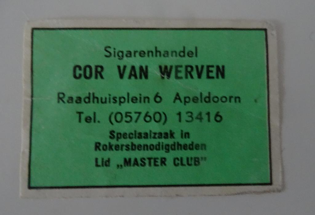 Sigarenhandel    COR VAN WERVEN    APELDOORN, Verzenden, Zo goed als nieuw, Luciferdoosjes of -merken