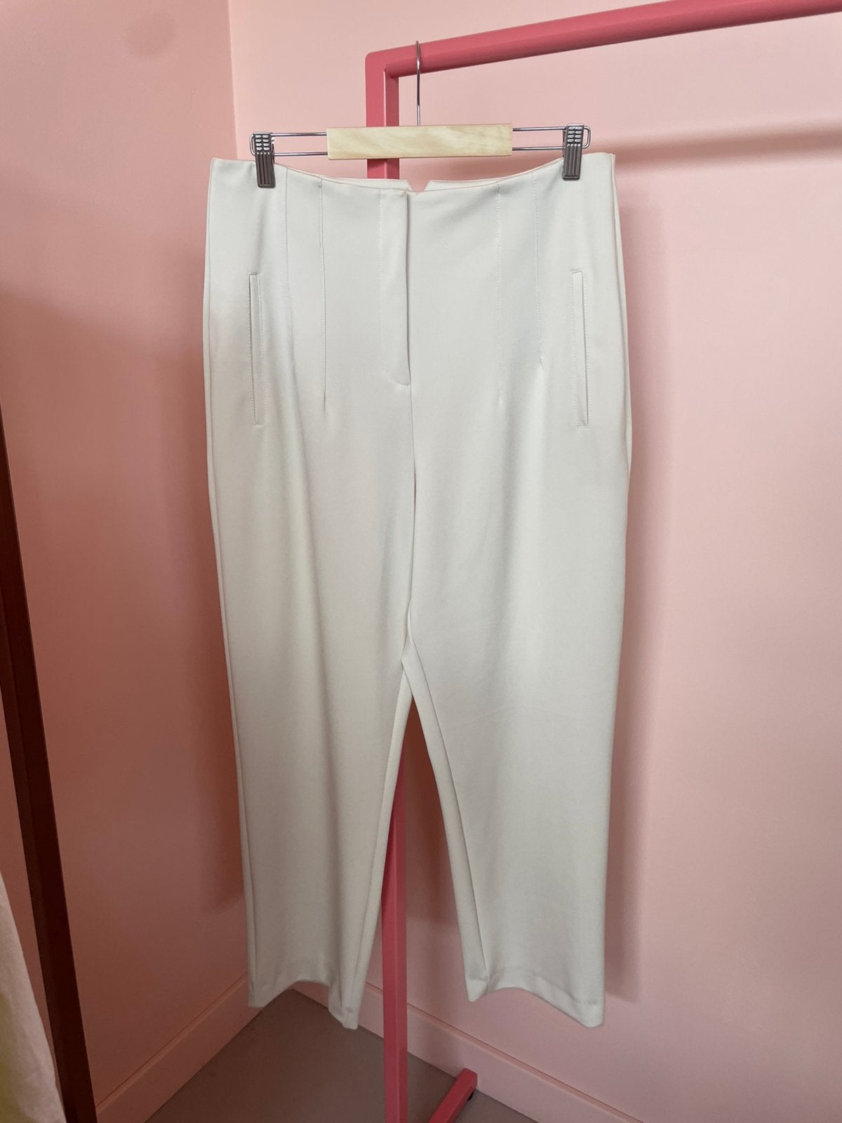 Studio anneloes nine shiny bonded trousers maat xl, Kleding | Dames, Broeken en Pantalons, Beige, Maat 46/48 (XL) of groter, Ophalen of Verzenden
