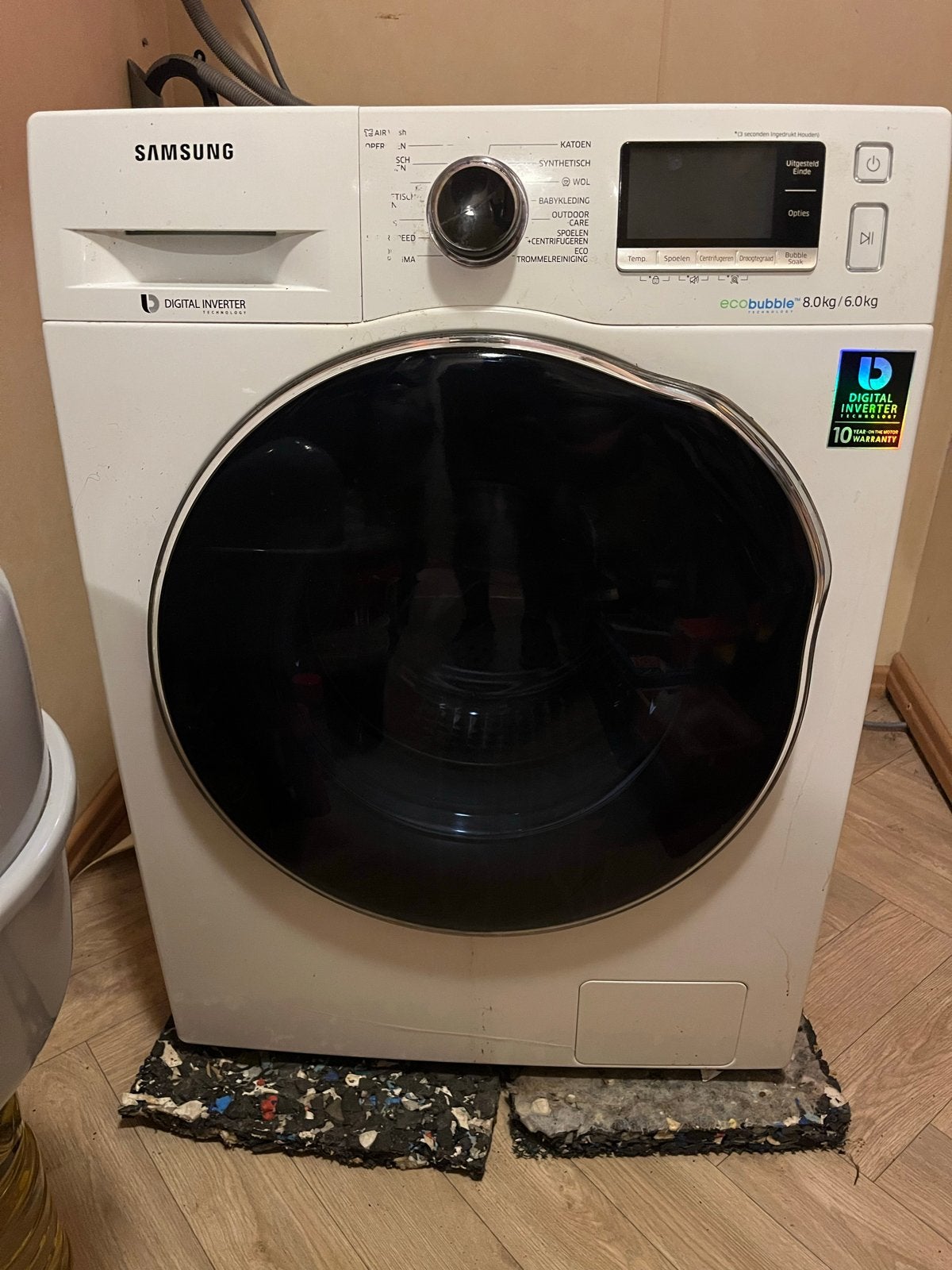 Samsung WD80J6400AW wasdroogcombinatie (manchet defect), 8 tot 10 kg, Ophalen, Niet werkend, 85 tot 90 cm