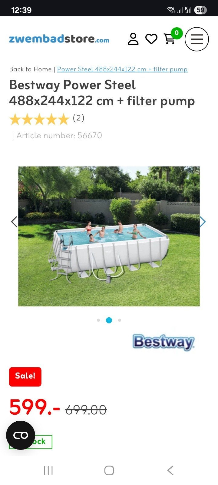 Bestway Power Steel zwembad incl. pomp, afdekzeil, trap, Ophalen, 200 tot 300 cm, 80 tot 120 cm, Rechthoekig