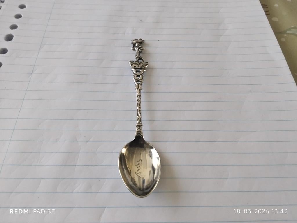 LEPELTJE ARUBA ZILVER PLATE GEGRAVEERD., Antiek en Kunst, Ophalen of Verzenden