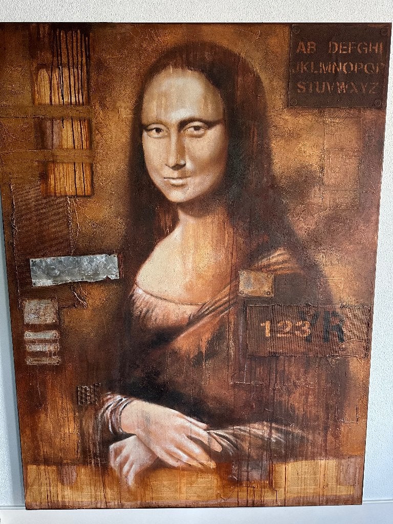 Kunst op doek Mona Lisa, Ophalen, Portret of Personen, Overige technieken, Handgeschilderd
