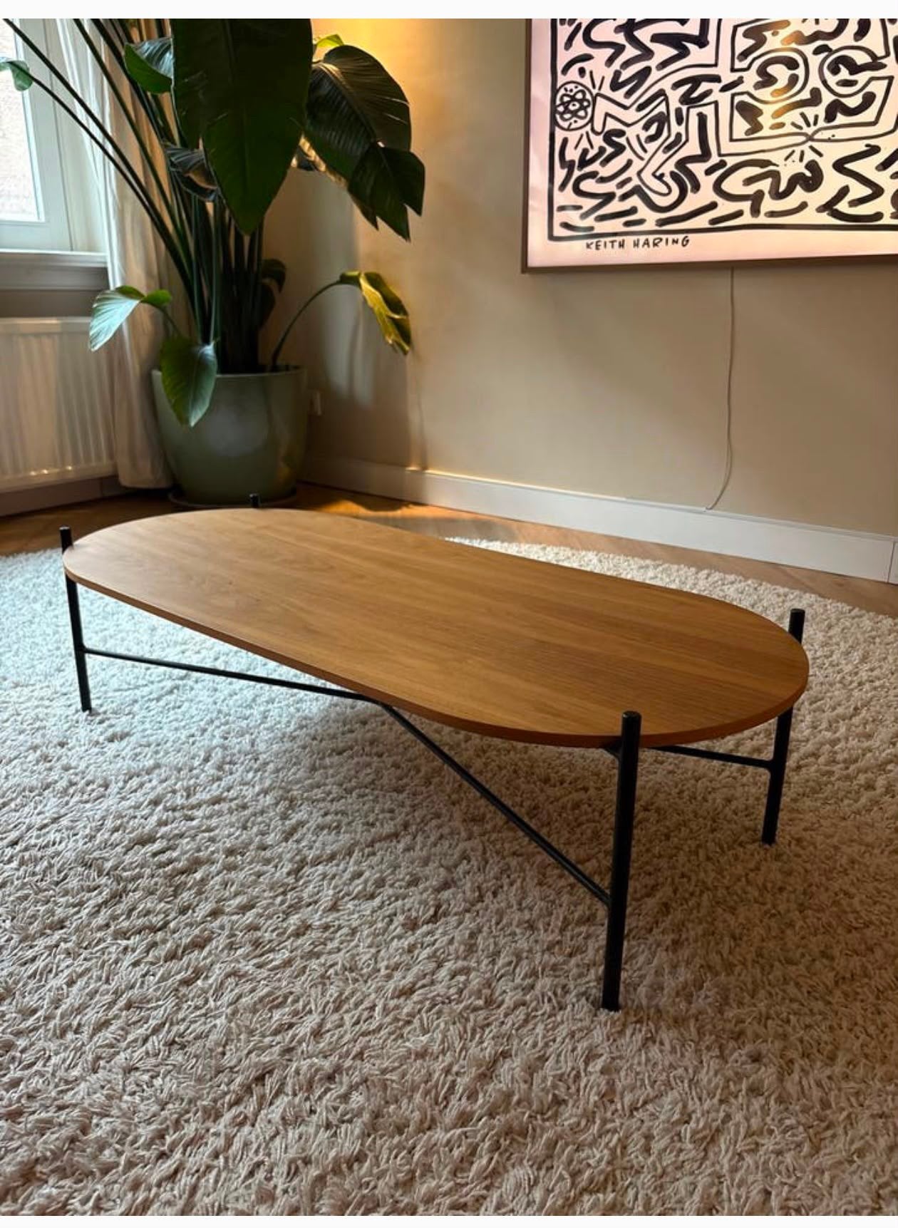 Ovalen salontafel/coffee table hout (NOOMA), Ophalen, 100 tot 150 cm, 50 tot 100 cm, Zo goed als nieuw
