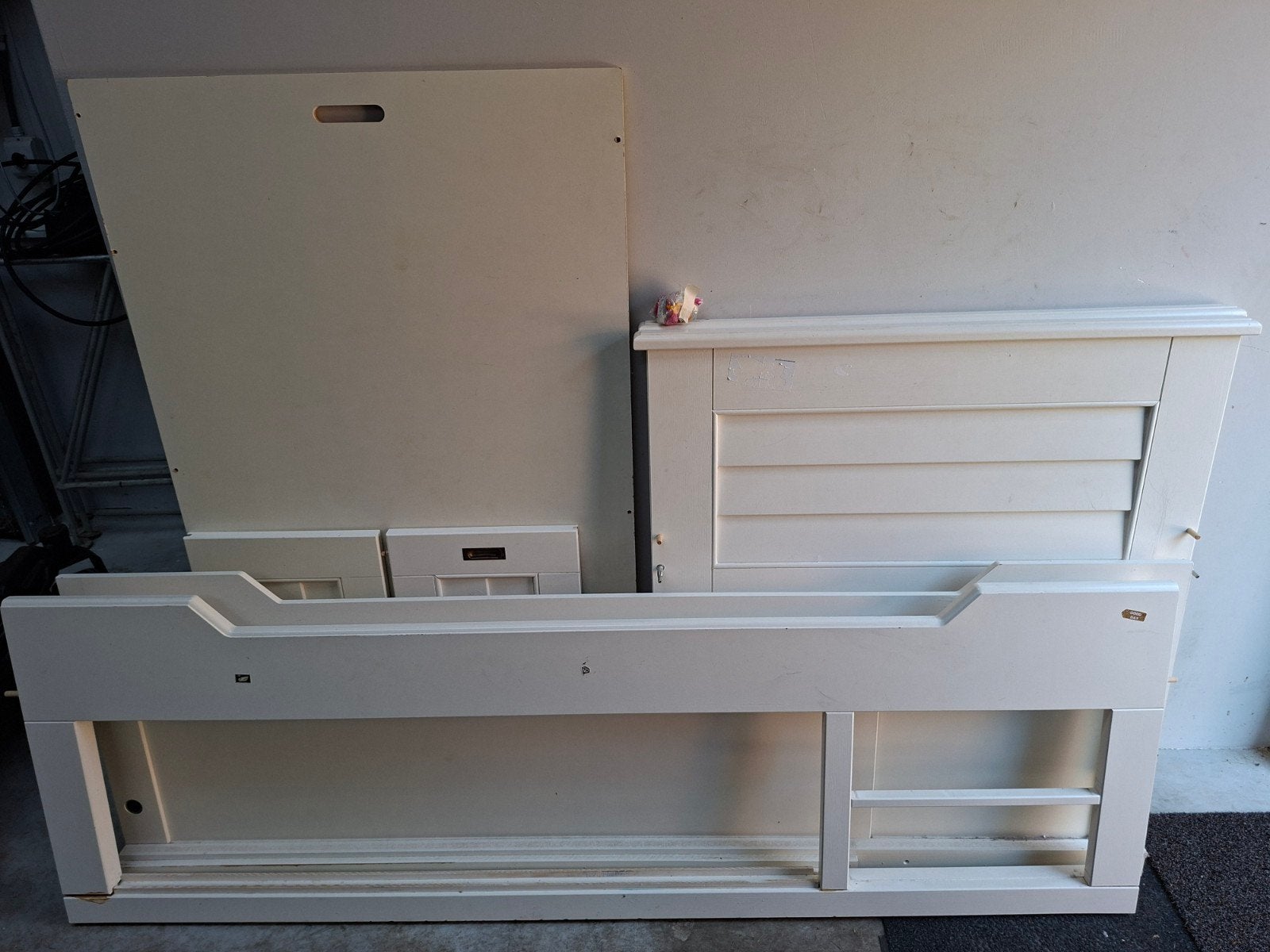 Wit massief houten eenpersoonsbed met opbergruimte halve ho, Gebruikt, 90 cm, Eenpersoons, Wit