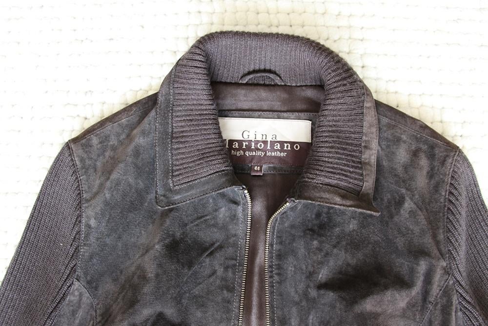Leren Gina Mariolana Jas (Maat 44) € 65,-, Bruin, Maat 42/44 (L), Ophalen of Verzenden, Zo goed als nieuw