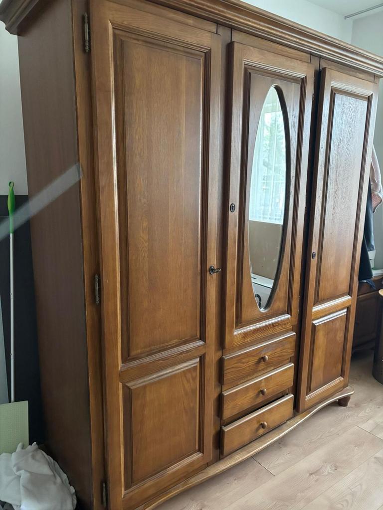 Slaapkamer set eikenhout, Ophalen, Eikenhout, Zo goed als nieuw, 150 tot 200 cm