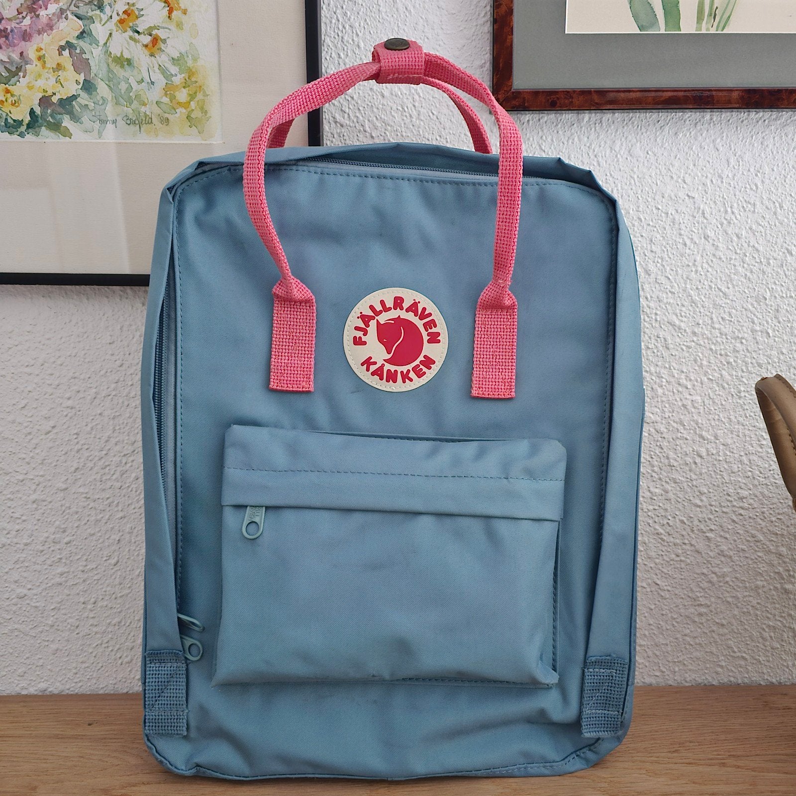 Fjällräven Kanken rugzak - Lichtblauw met roze details, Ophalen of Verzenden, Gebruikt, Overige merken, 30 tot 45 cm