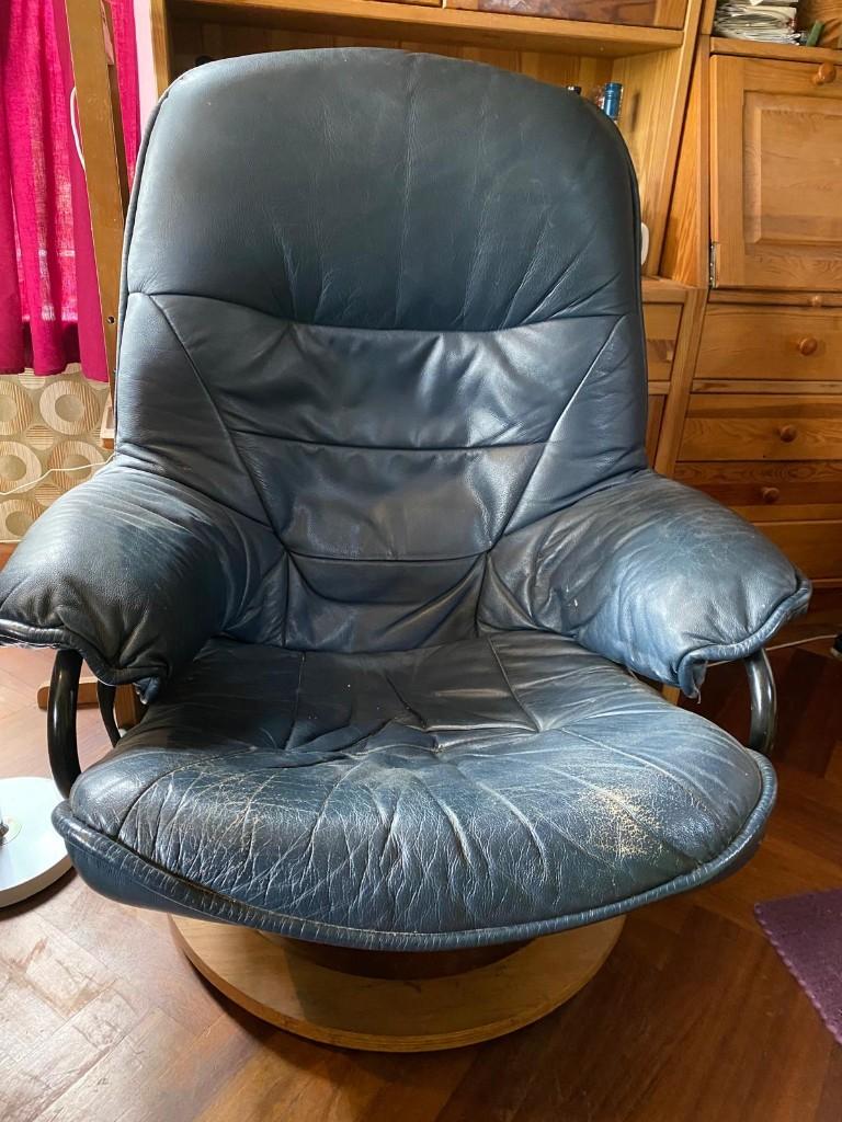 Stressless Consul relaxfauteuil op ronde beukenhouten voet, Ophalen, Gebruikt, Minder dan 75 cm, 50 tot 75 cm