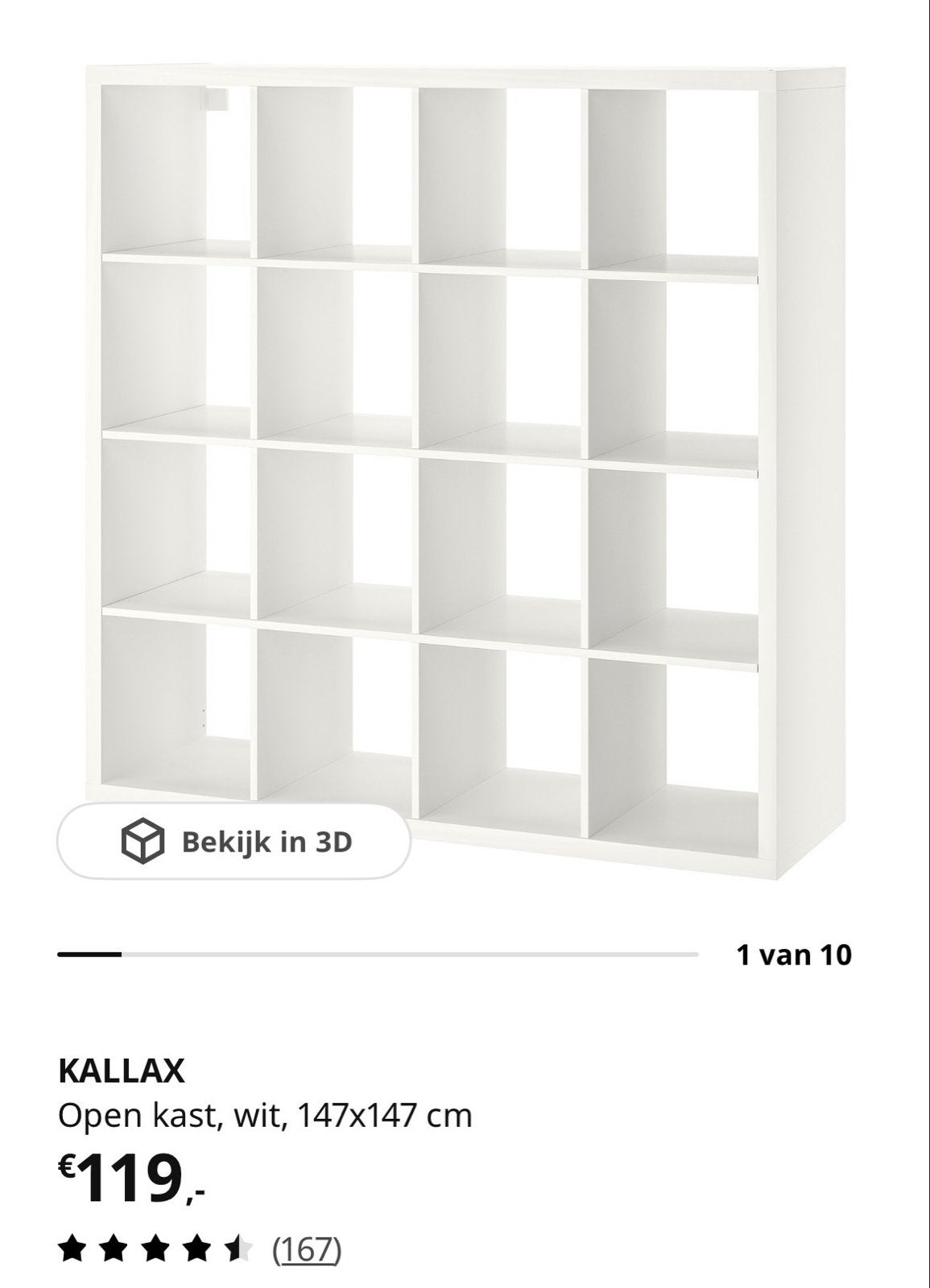 IKEA KALLAX 16 vaks incl. 4 manden, Ophalen, Zo goed als nieuw