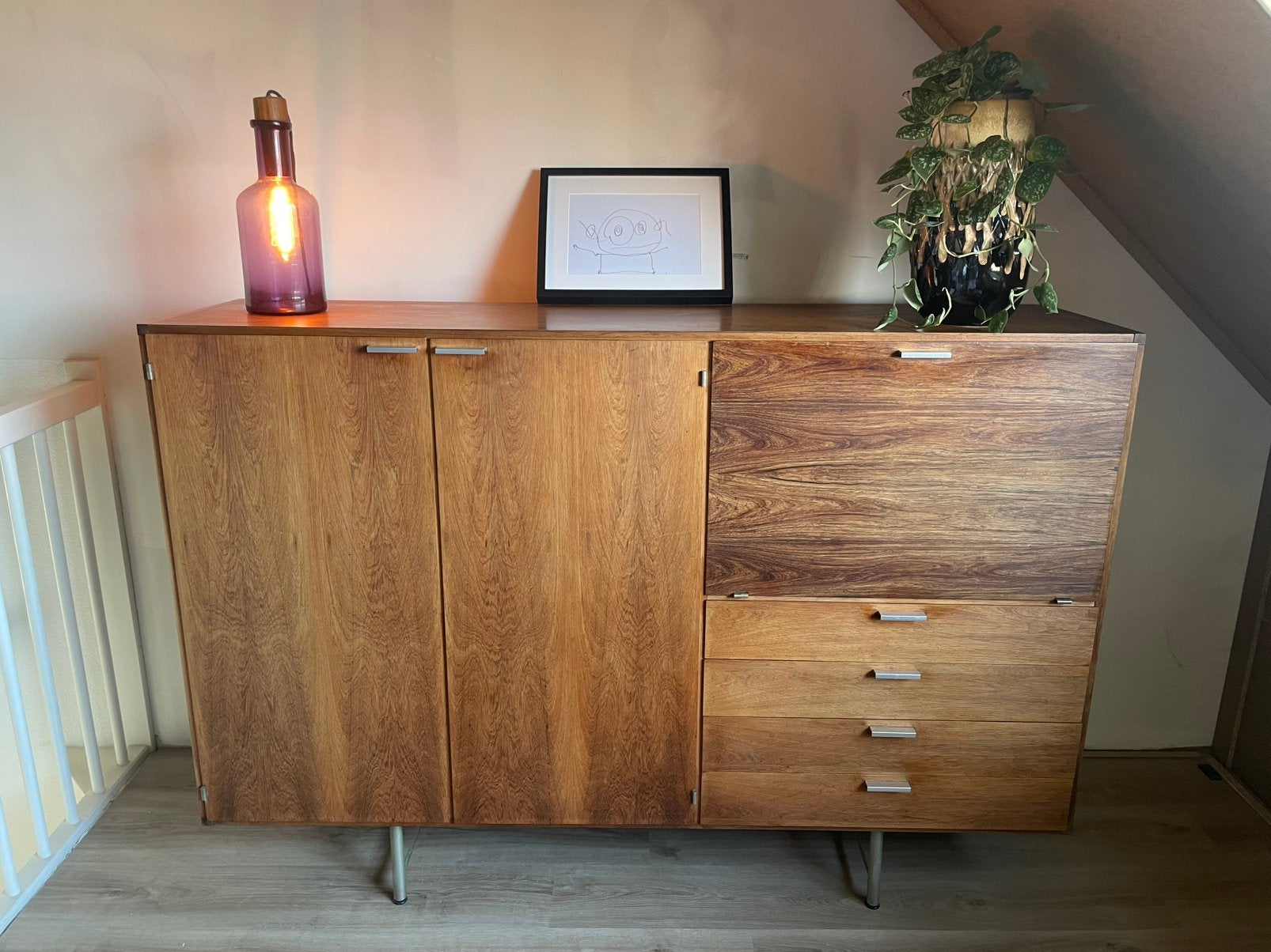 Vintage wand/barkast Pastoe door Cees Braakman, Gebruikt, 150 tot 200 cm, Vintage, 25 tot 50 cm