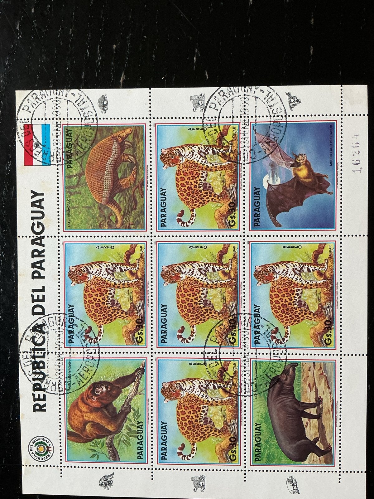 Paraguay postzegelvel met dieren, gestempeld, Postzegels en Munten, Postzegels | Thematische zegels, Ophalen of Verzenden, Gestempeld