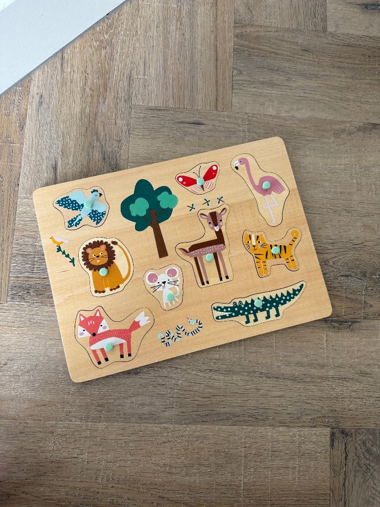 ZGAN Houten legpuzzel peuter speelgoed bosdieren Hema hout, Ophalen of Verzenden, Zo goed als nieuw, Van hout, Minder dan 10 stukjes