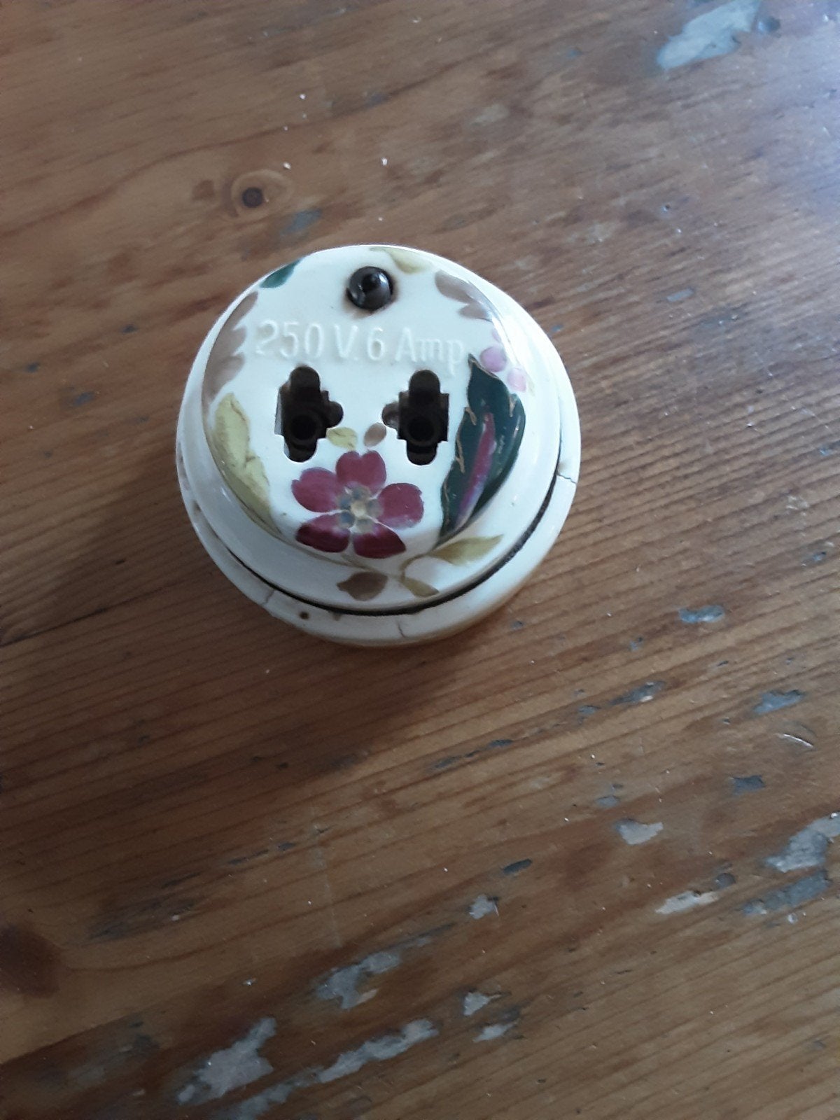 Antieke porseleinen wandcontactdoos 220V 6A, Antiek en Kunst, Ophalen of Verzenden