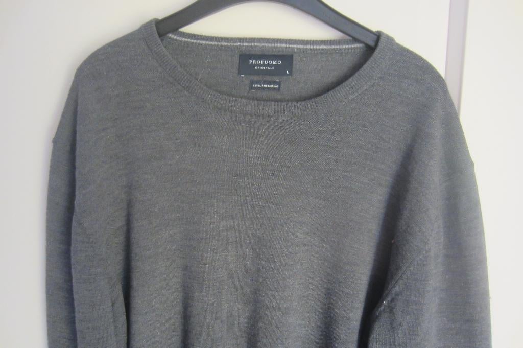 Profuomo wollen trui heren - maat L, Kleding | Heren, Truien en Vesten, Maat 52/54 (L), Ophalen of Verzenden, Grijs, Profuomo