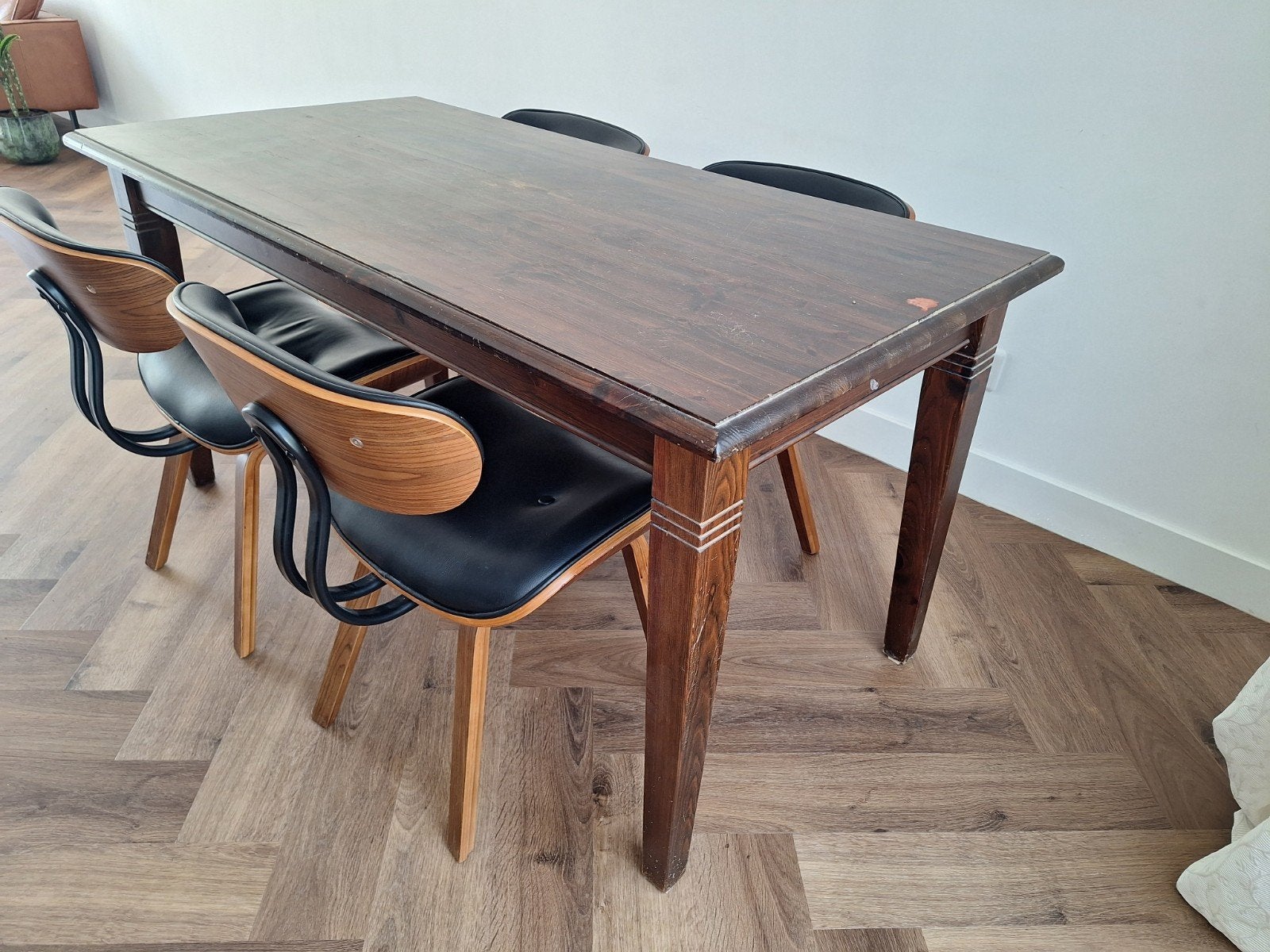 Vintage houten eettafel circa 80x160 cm, Huis en Inrichting, Tafels | Eettafels, Ophalen, Gebruikt, 50 tot 100 cm, 150 tot 200 cm