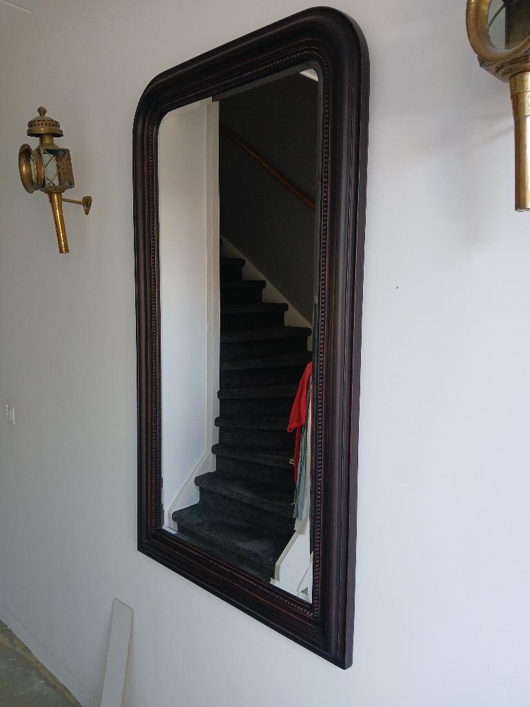 Wandspiegel kleur rood - bruin, Ophalen, Gebruikt, 100 tot 150 cm, 75 tot 100 cm