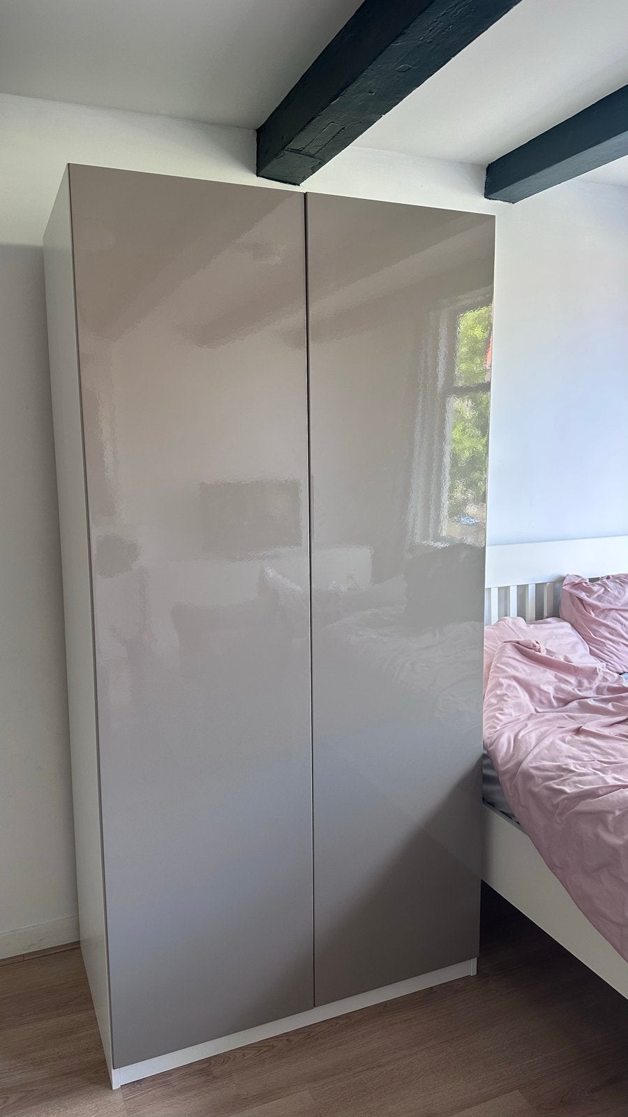 Kledingkast IKEA Pax wit en hoogglans taupe, Ophalen, Overige materialen, 200 cm of meer, 50 tot 100 cm