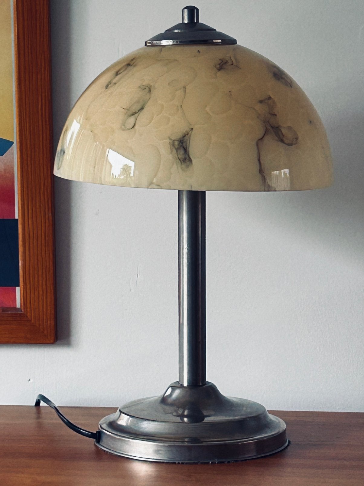 Art Deco tafel lamp, Ophalen, Met schakelaar, Gebruikt, 42 cm