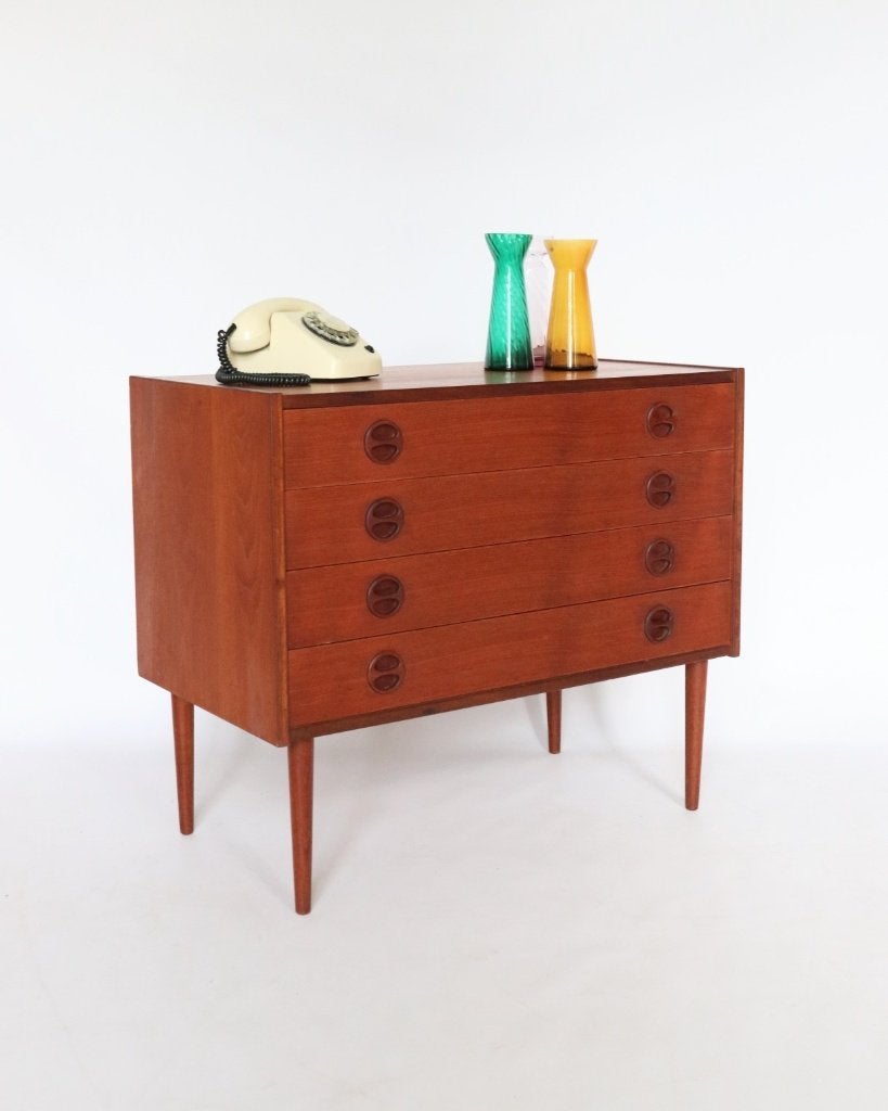 Vintage teak ladekast Deens design mid century kast, Huis en Inrichting, Kasten | Ladekasten, Ophalen, Vintage retro deens design midcentury scandinavisch