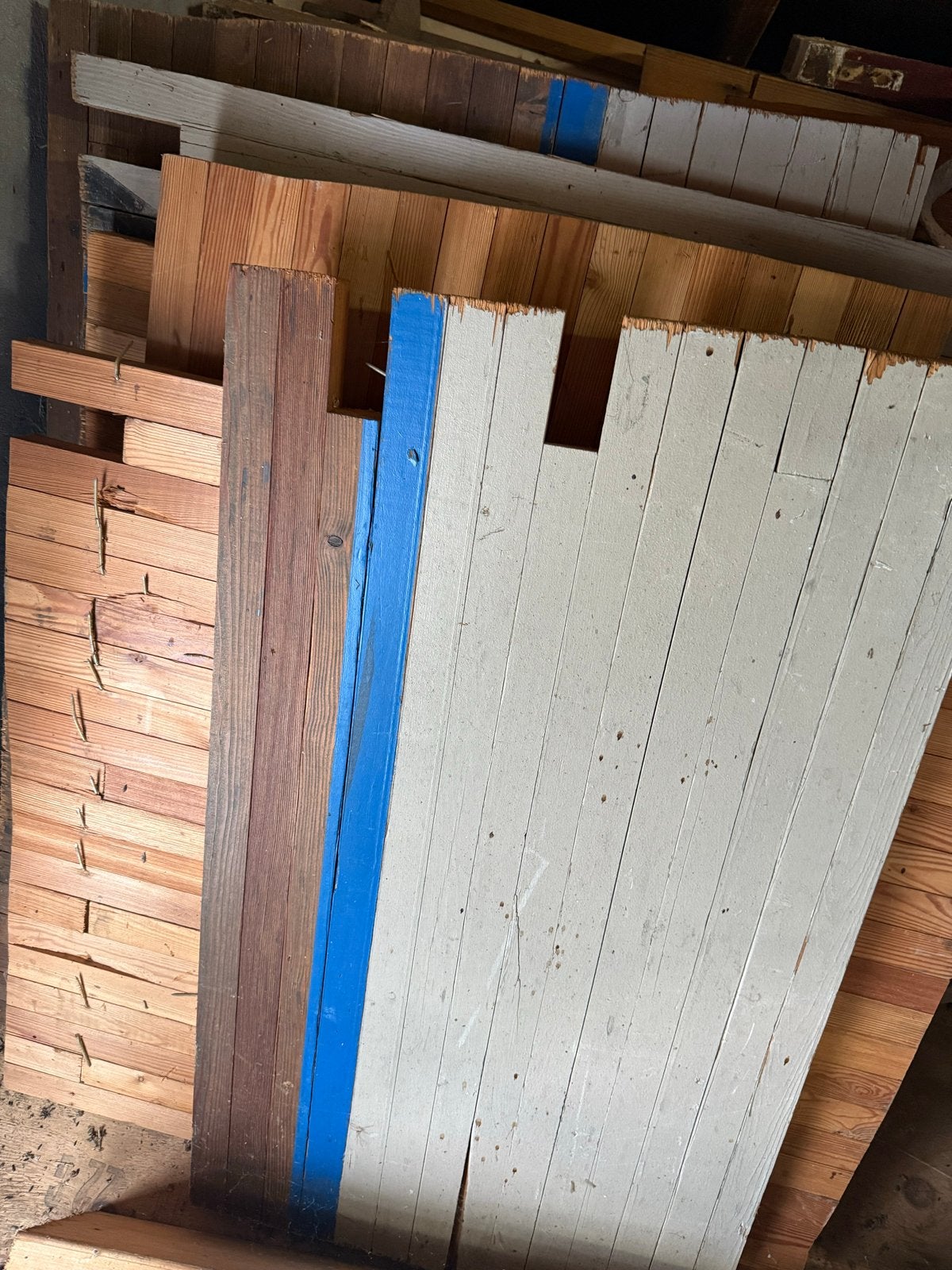 7 Oude vloerdelen wielerbaan Apeldoorn - uniek projecthout, Doe-het-zelf en Verbouw, Hout en Planken, Ophalen, Gebruikt, Overige typen