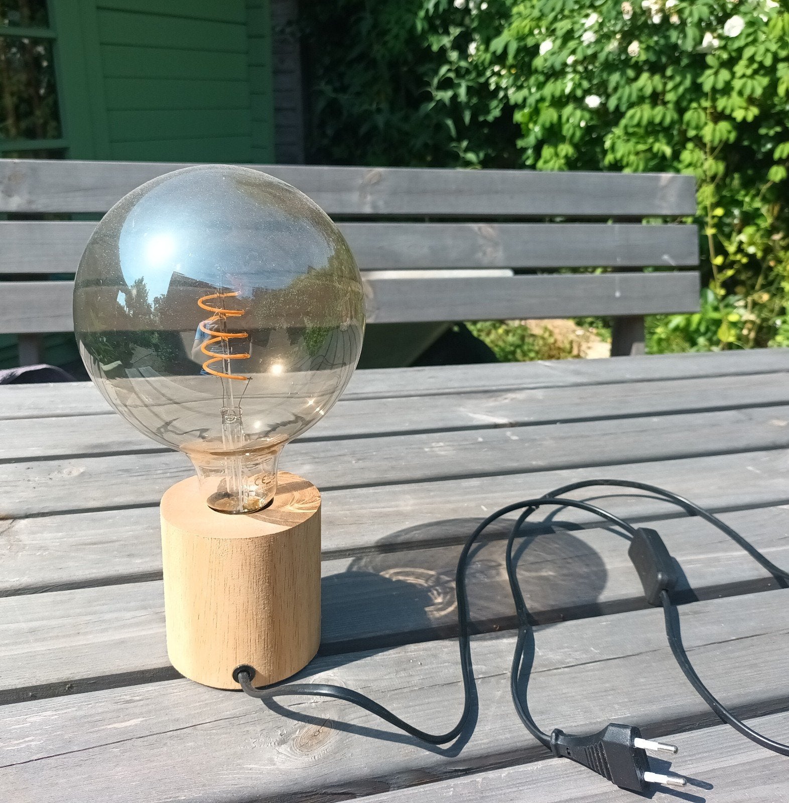 Hema houten houder met grote lamp, Ophalen, Minder dan 50 cm