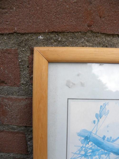 Prent van koolmees in blauw tinten in houten lijst, Ophalen of Verzenden, 'T Olde Gre-j, Info@toldegrej.nl, Endepoelstraat 20f Didam