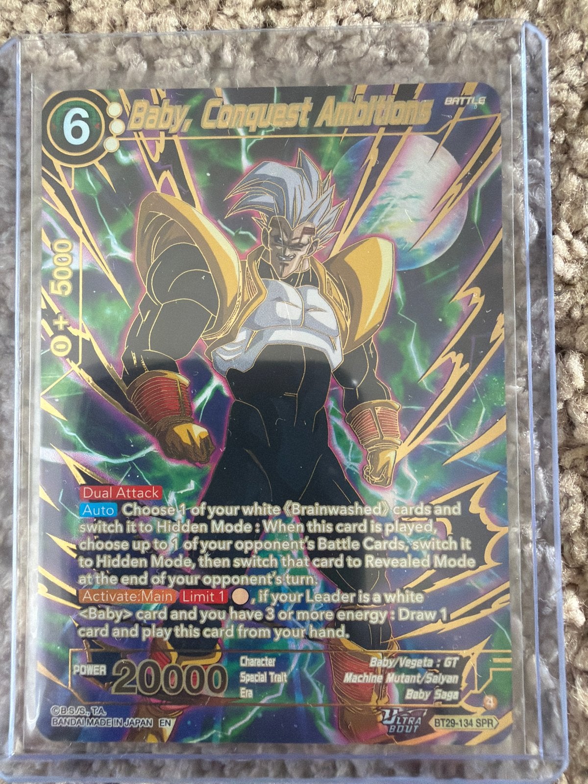 Dragon Ball Super Card Game: Baby, Conquest Ambitions SPR, Ophalen of Verzenden, Zo goed als nieuw, Losse kaart, Foil