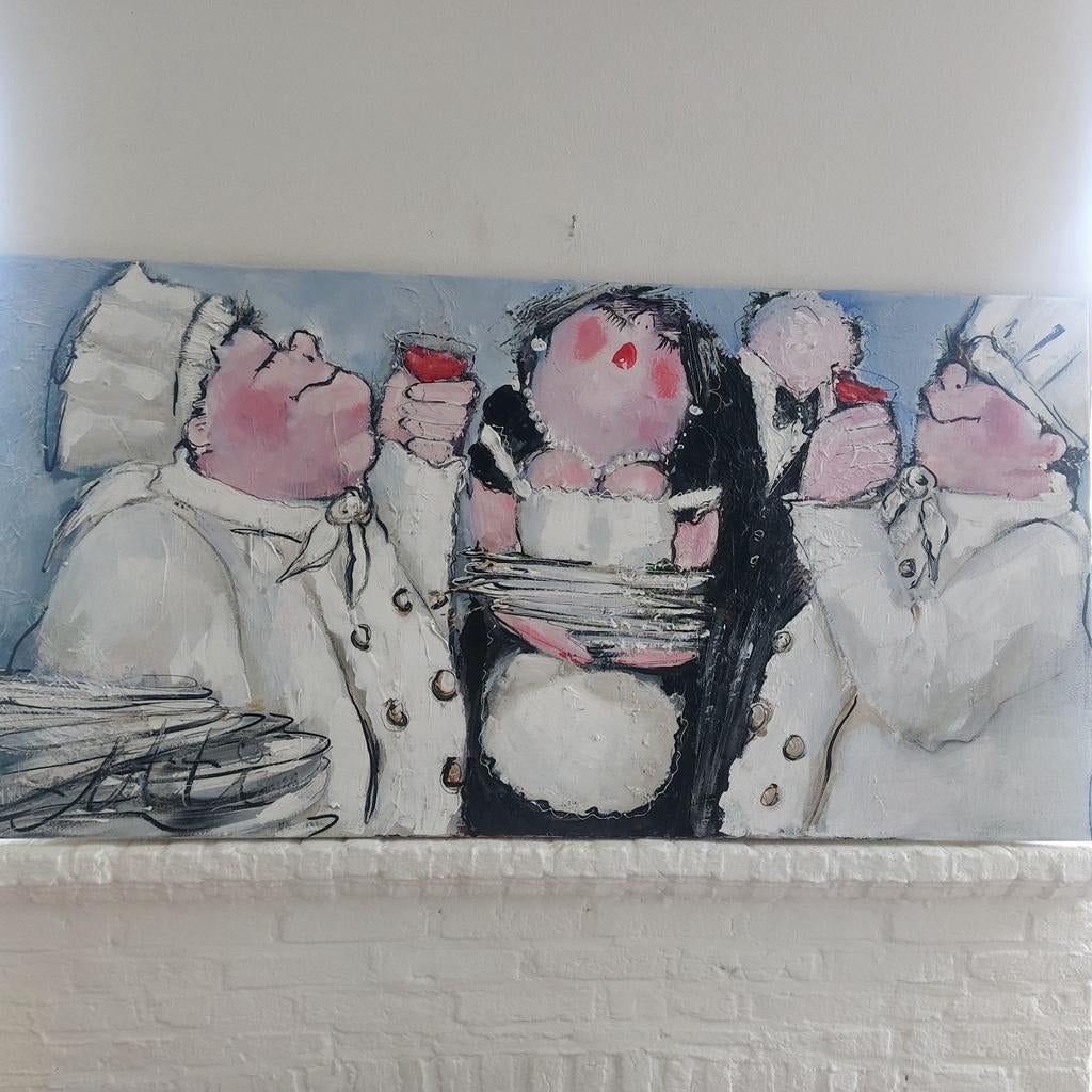 Moederdagtip! 'Happy hour' Schilderij 60x120 cm, Ophalen of Verzenden