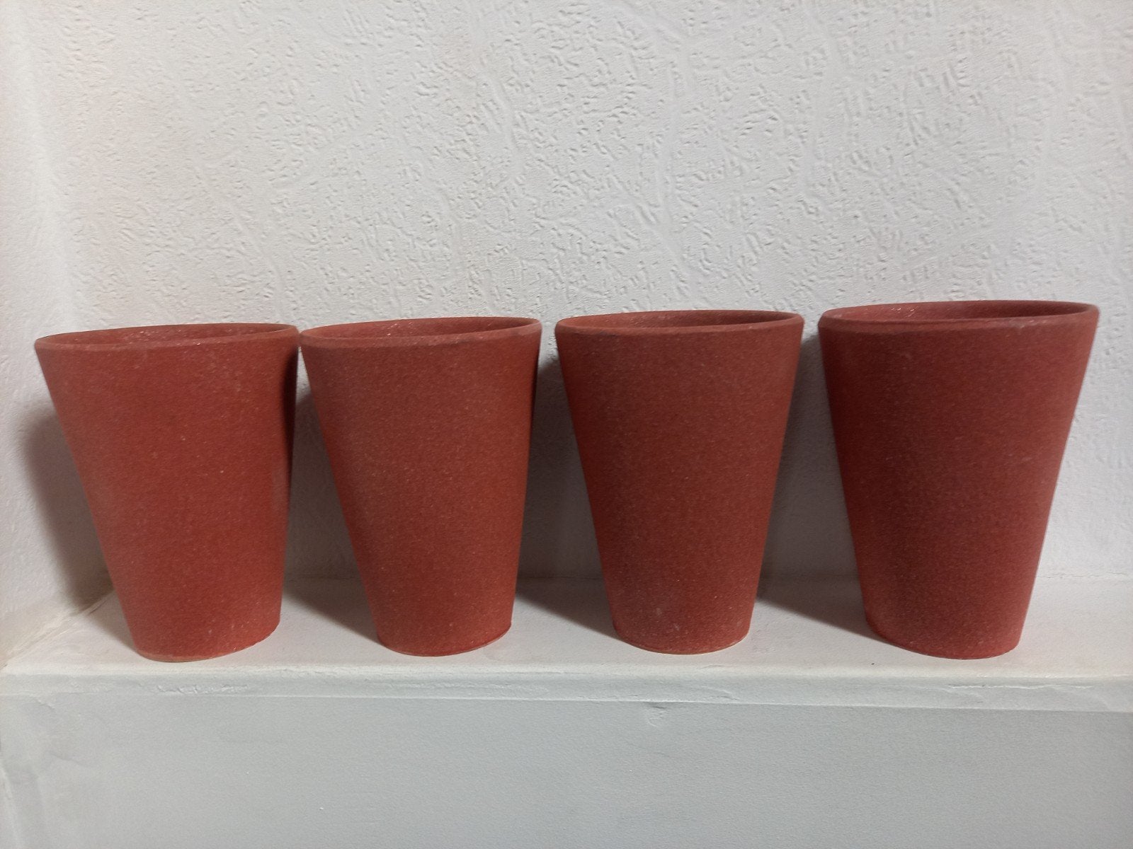 4 leuke stenen bloempotjes  / potjes, Ophalen, Gebruikt