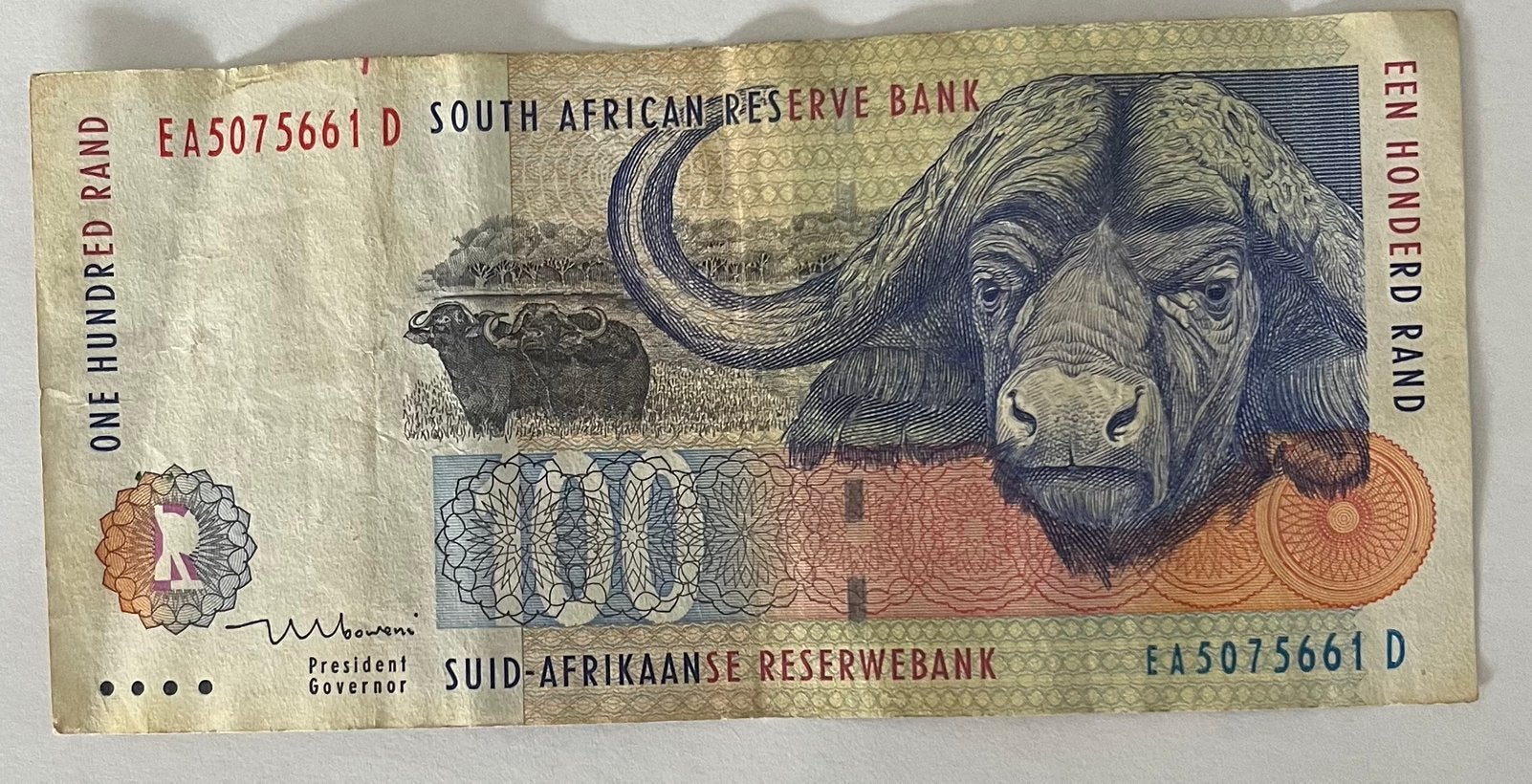 Zuid Afrika 100 Rand gebruikte staat, Postzegels en Munten, Bankbiljetten | Afrika, Verzenden, Zuid-Afrika, Los biljet