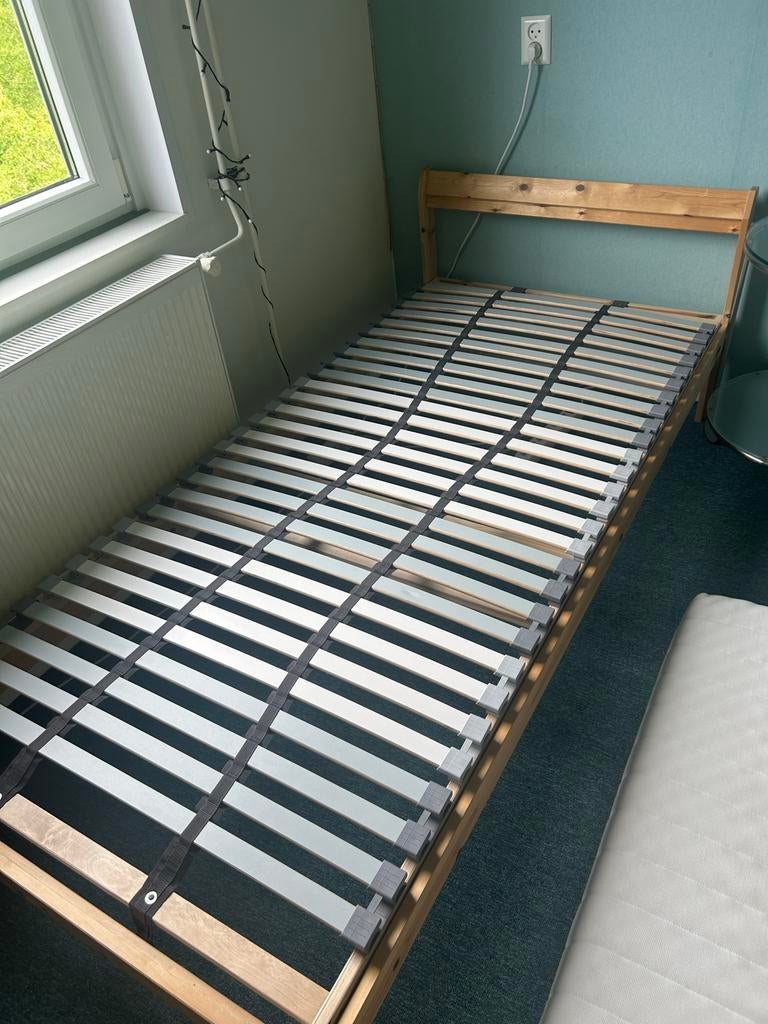 Eenpersoonsbed met lattenbodem - Hout, 90 cm, Eenpersoons, Bruin, Ophalen of Verzenden