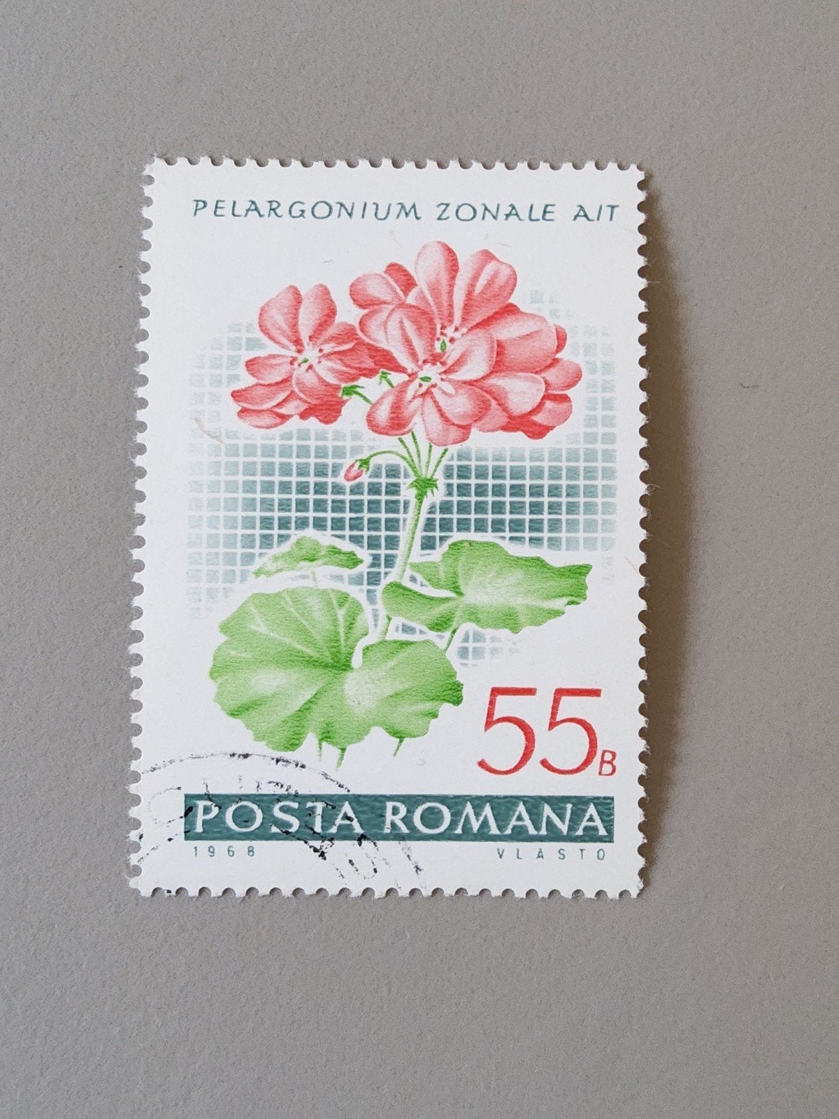 Roemeense postzegel 1968 - Pelargonium Zonale Ait, Verzenden, Overige landen, Gestempeld