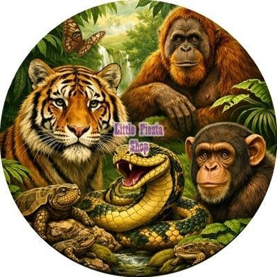 L1529 ouwel jungle dieren 20x4,7cm eetbare cupcake rondjes, Ophalen of Verzenden, Nieuw, Cupcakes, Versiering