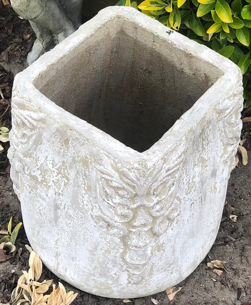 GROTE POLYSTONE TUINVAAS / BLOEMPOT, Steen, Gebruikt, Minder dan 60 cm, Vierkant