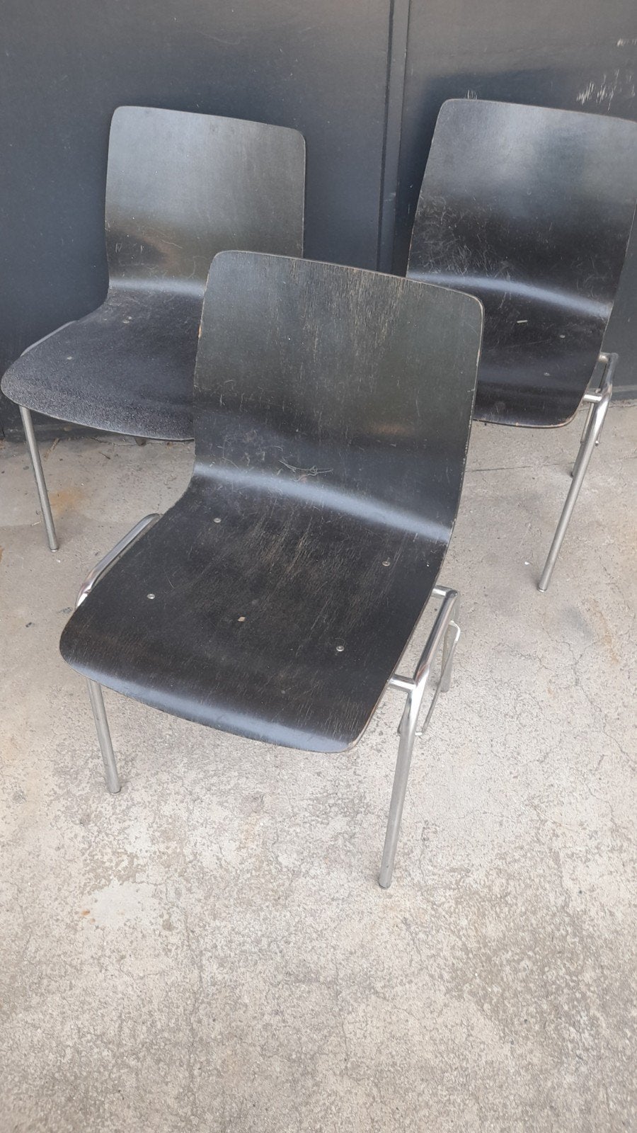 Set van 3 Marko Veendam kuipstoelen – multiplex / chroom, Ophalen