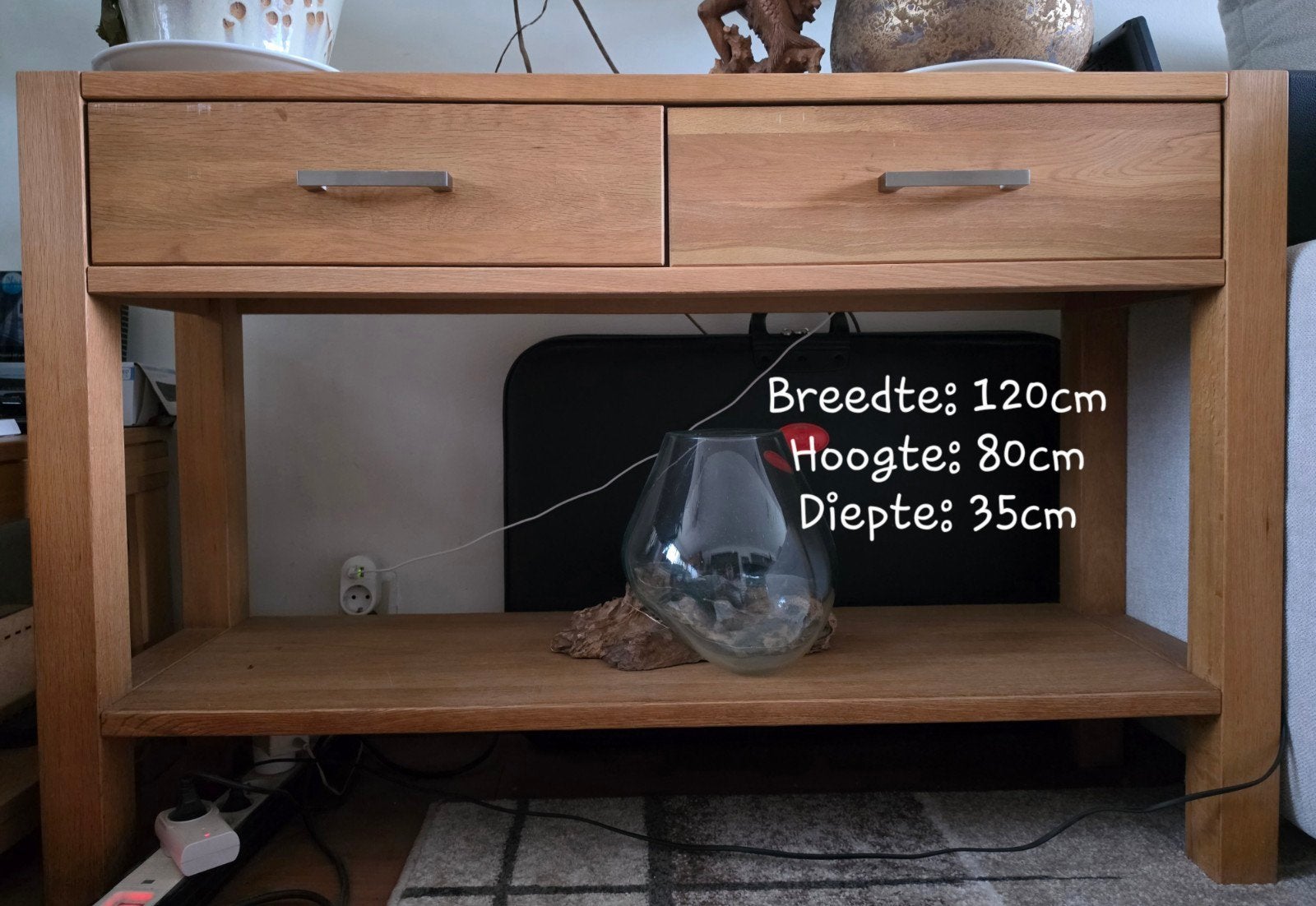 Sidetable, Huis en Inrichting, Tafels | Sidetables, Ophalen, Gebruikt, 100 tot 150 cm, Eikenhout