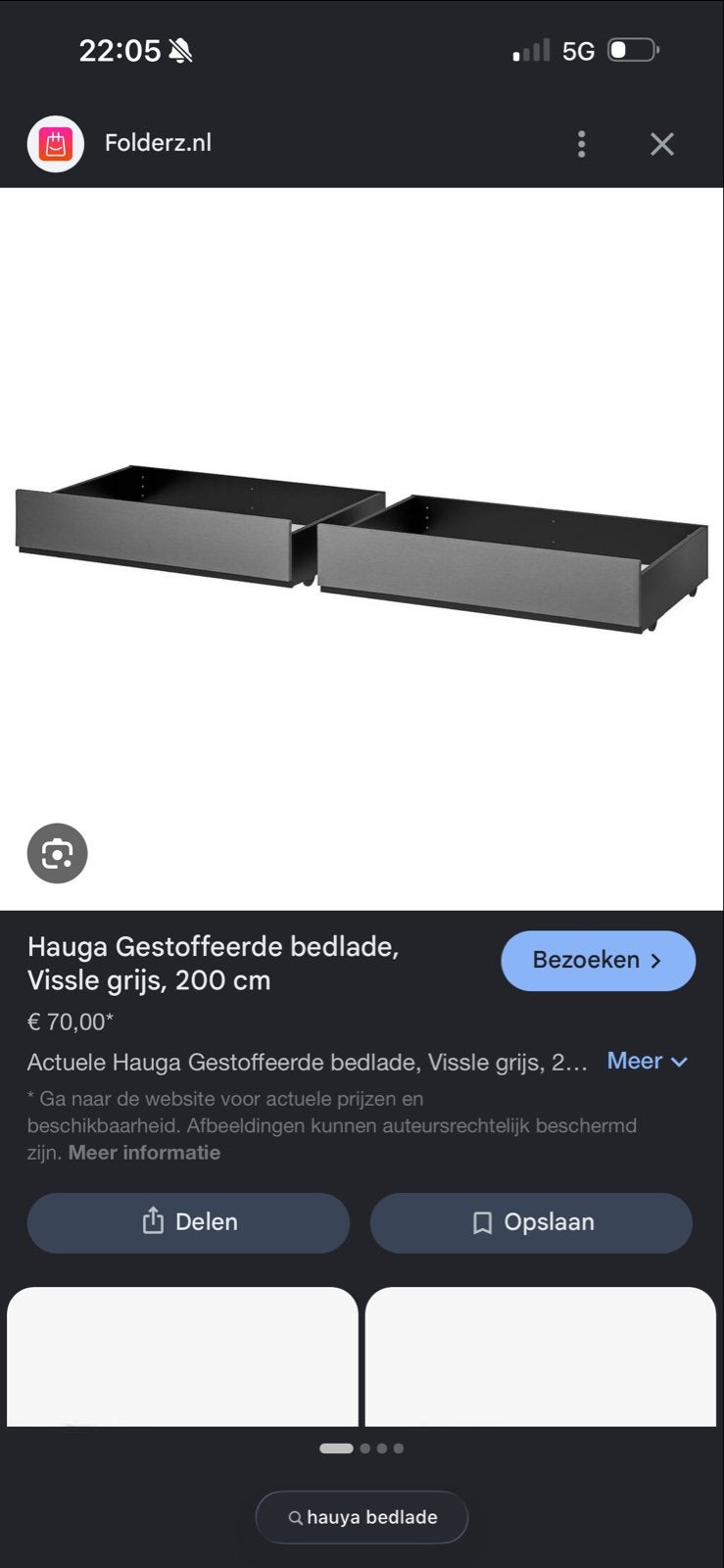 Hauga gestoffeerd bedlade Vissle grijs/zwart, Ophalen, Gebruikt, 200 cm, Stof