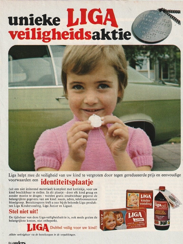 Retro reclame 1973 Liga Bergen op Zoom meisje ketting, Ophalen of Verzenden, Overige typen