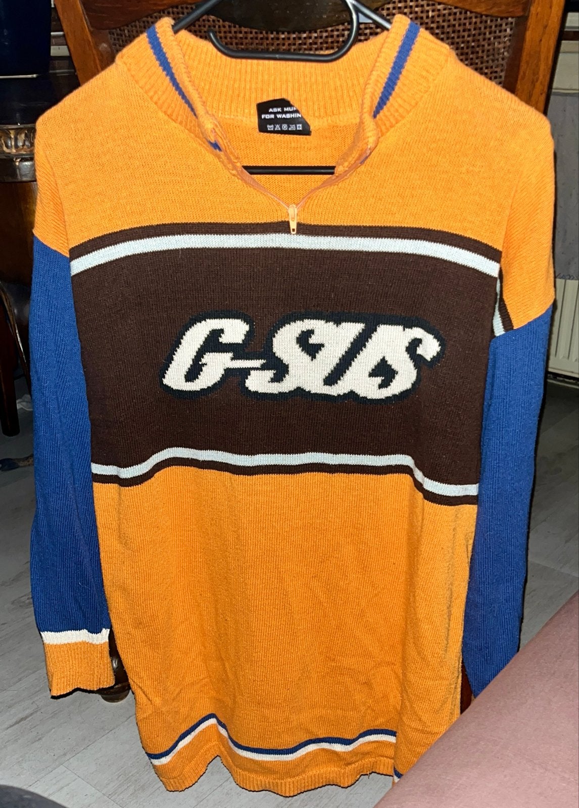 Unisex G-SUS trui L valt als M/L Vintage Oranje Y2K, Ophalen of Verzenden, Zo goed als nieuw, Overige maten, Meerkleurig