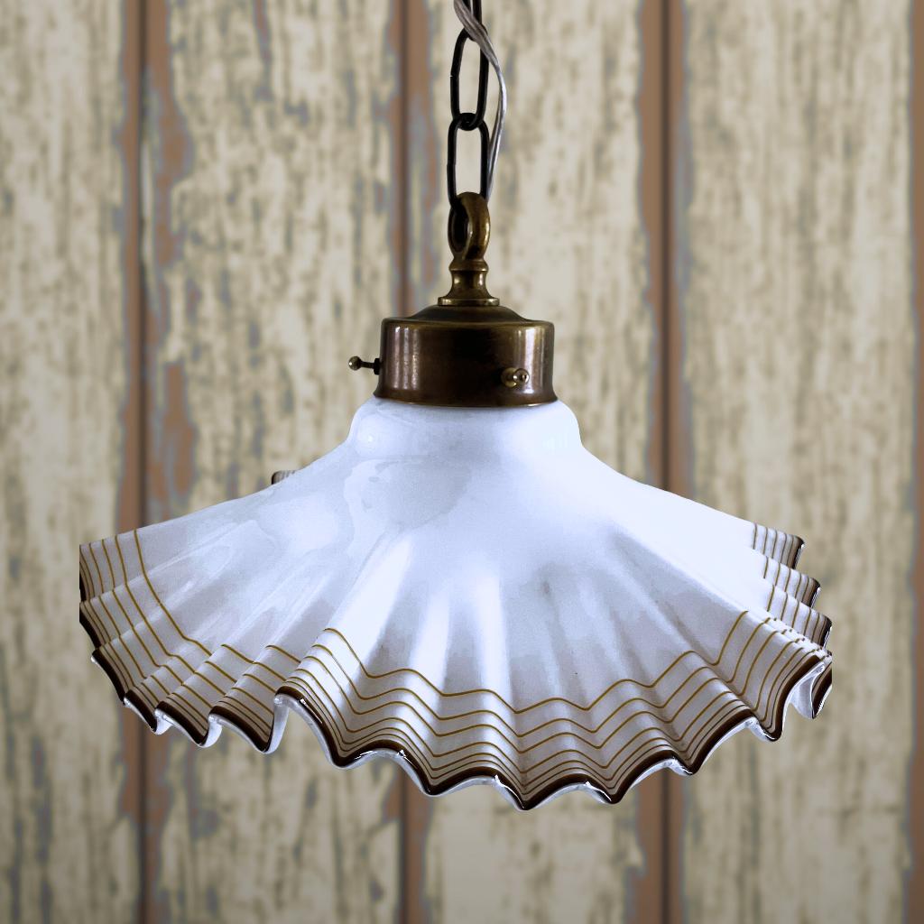 Antieke hanglamp Piecrust opaline, Antiek en Kunst, Ophalen of Verzenden