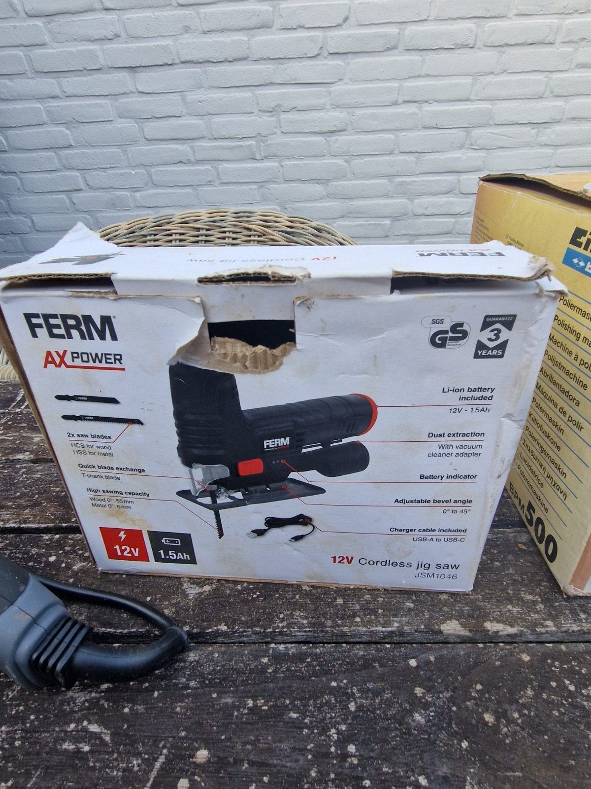 FERM AX-POWER 12V Decoupeerzaag JSM1046, Doe-het-zelf en Verbouw, Gereedschap | Zaagmachines, Ophalen, Decoupeerzaag, FERM, Zo goed als nieuw